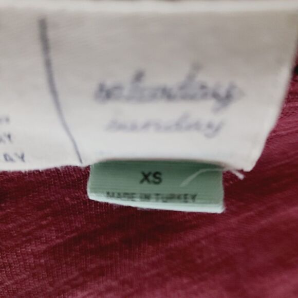 Saturday Sunday Anthropologie Top XS Burgundy‎ Red Flare Sleeve Boho Tee Shirt - Picture 7 of 9